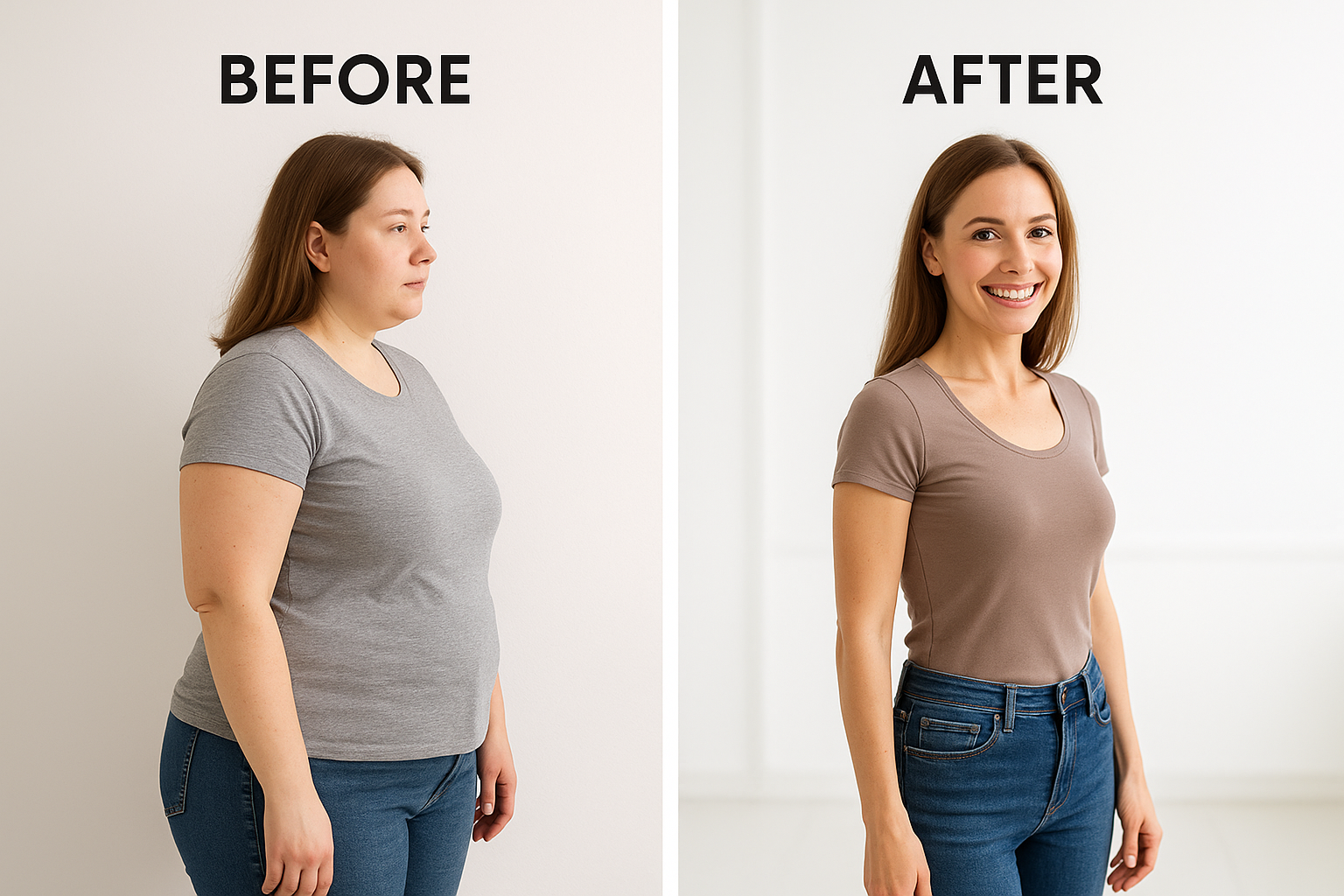 Before and after medical weight loss results at Avellina Aesthetics Philadelphia